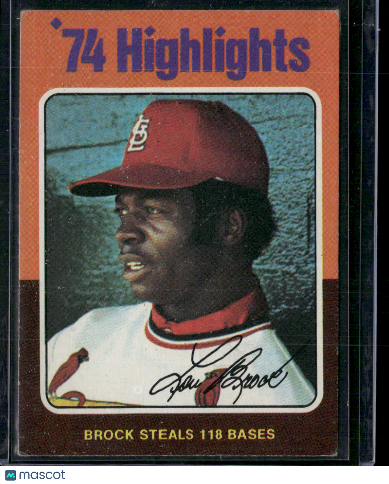 1975 Topps LOU BROCK #2 74 Highlights Print Snow (VG)