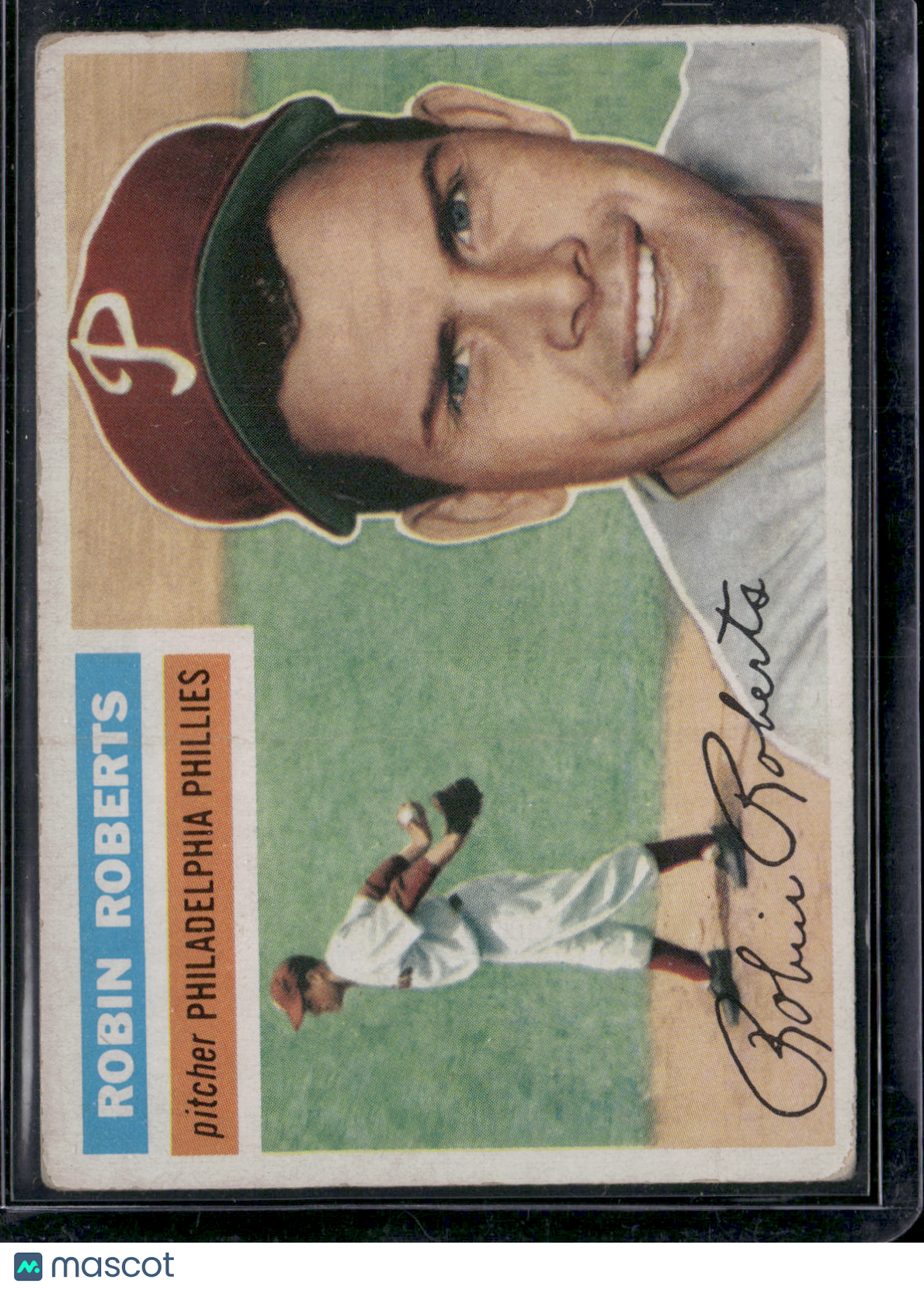 1956 Topps ROBIN ROBERTS #180 Light wrinkles and paper loss on back