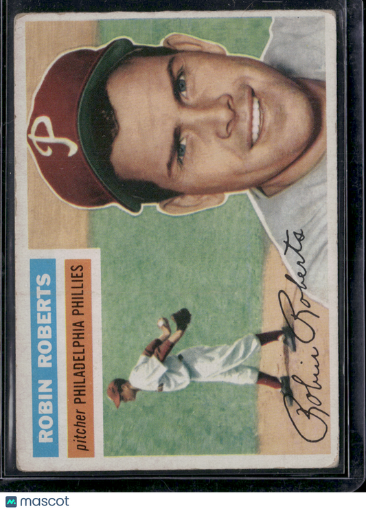 1956 Topps ROBIN ROBERTS #180 Light wrinkles and paper loss on back