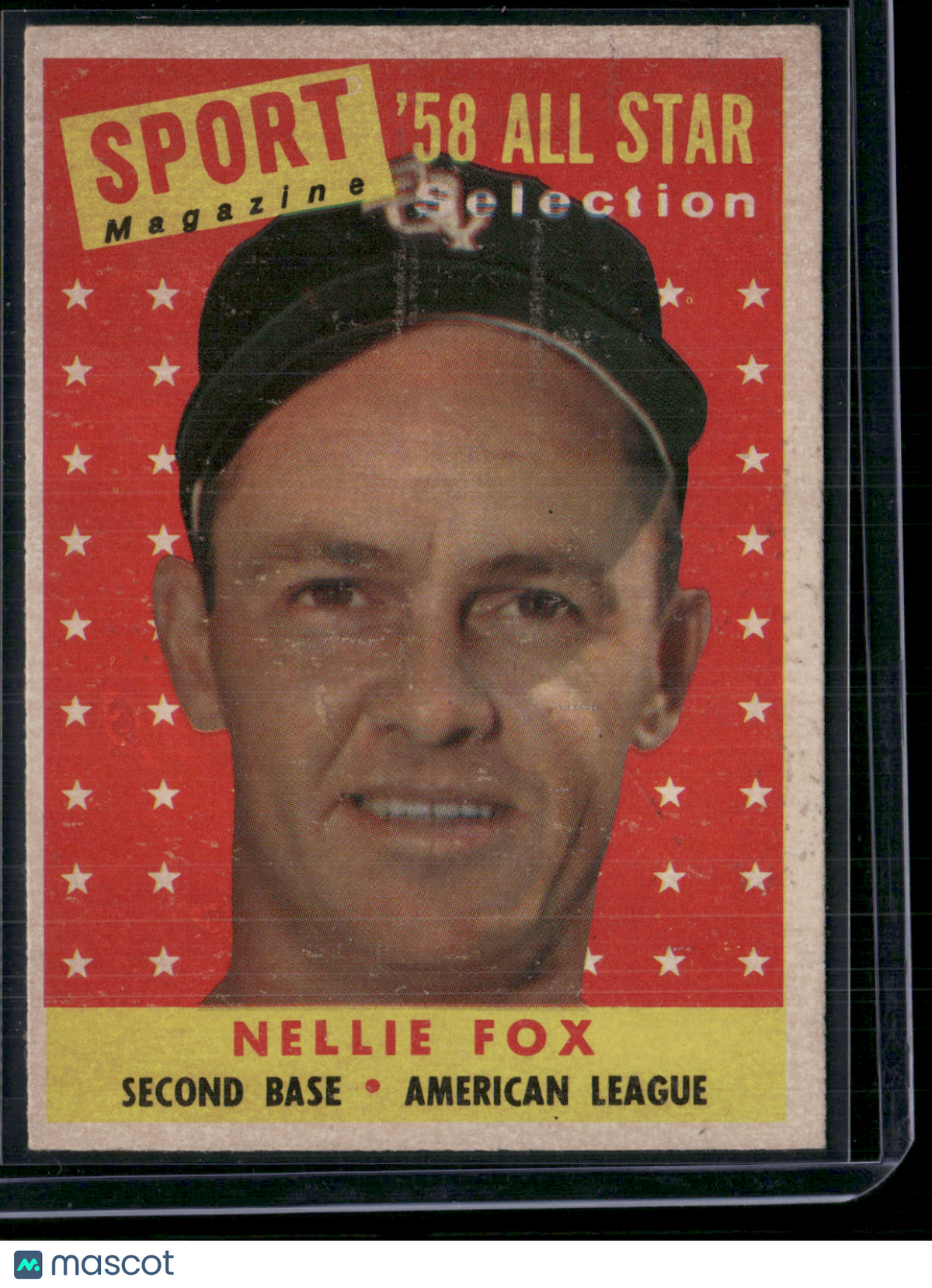 1958 Topps NELLIE FOX #479 All Star Light Toning Wax Stain (VG/EX)