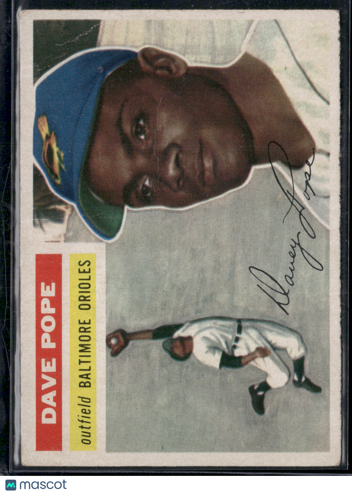 1956 Topps DAVE POPE #154 light wrinkling Corner crease