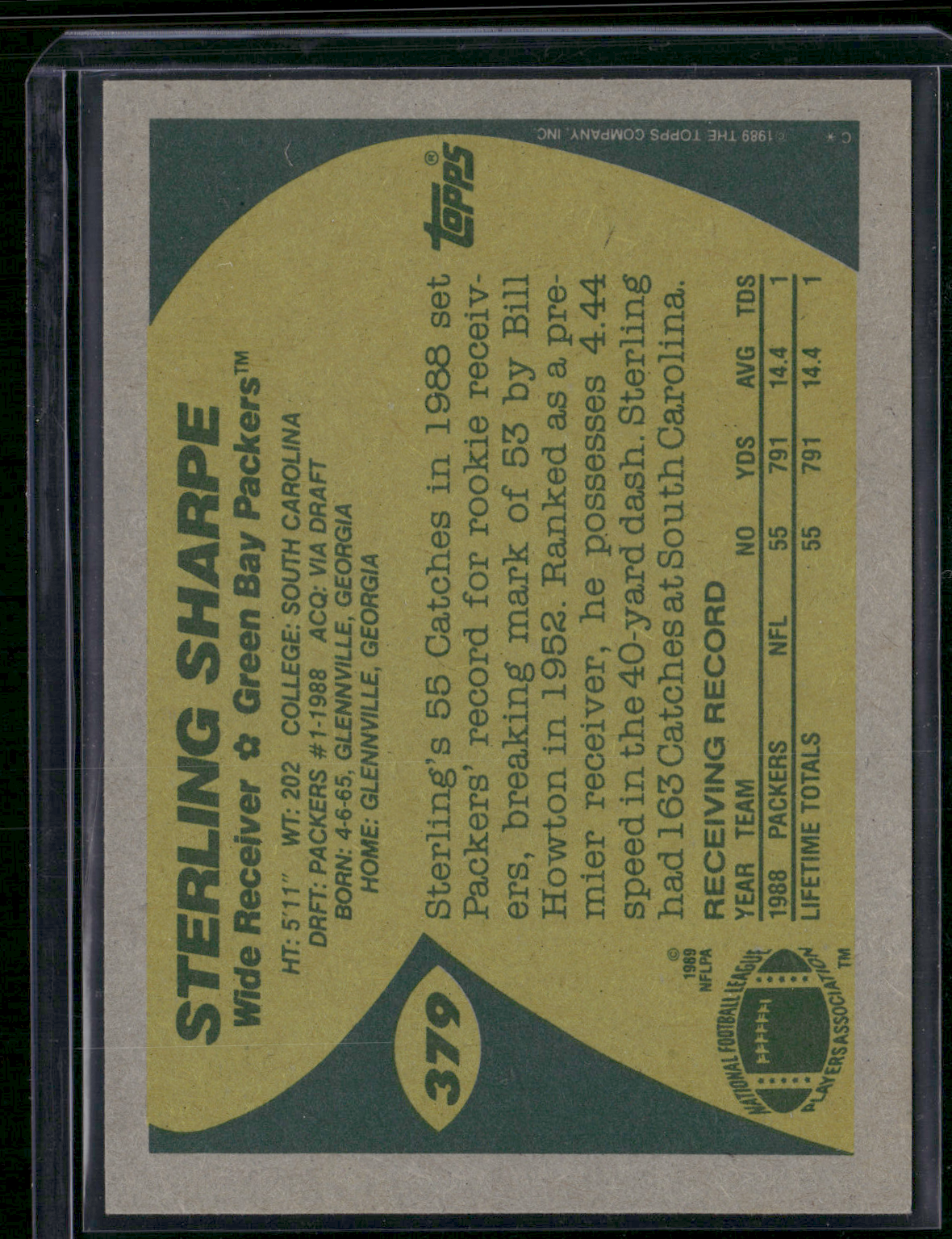 1989 Topps STERLING SHARPE #379 (NM)