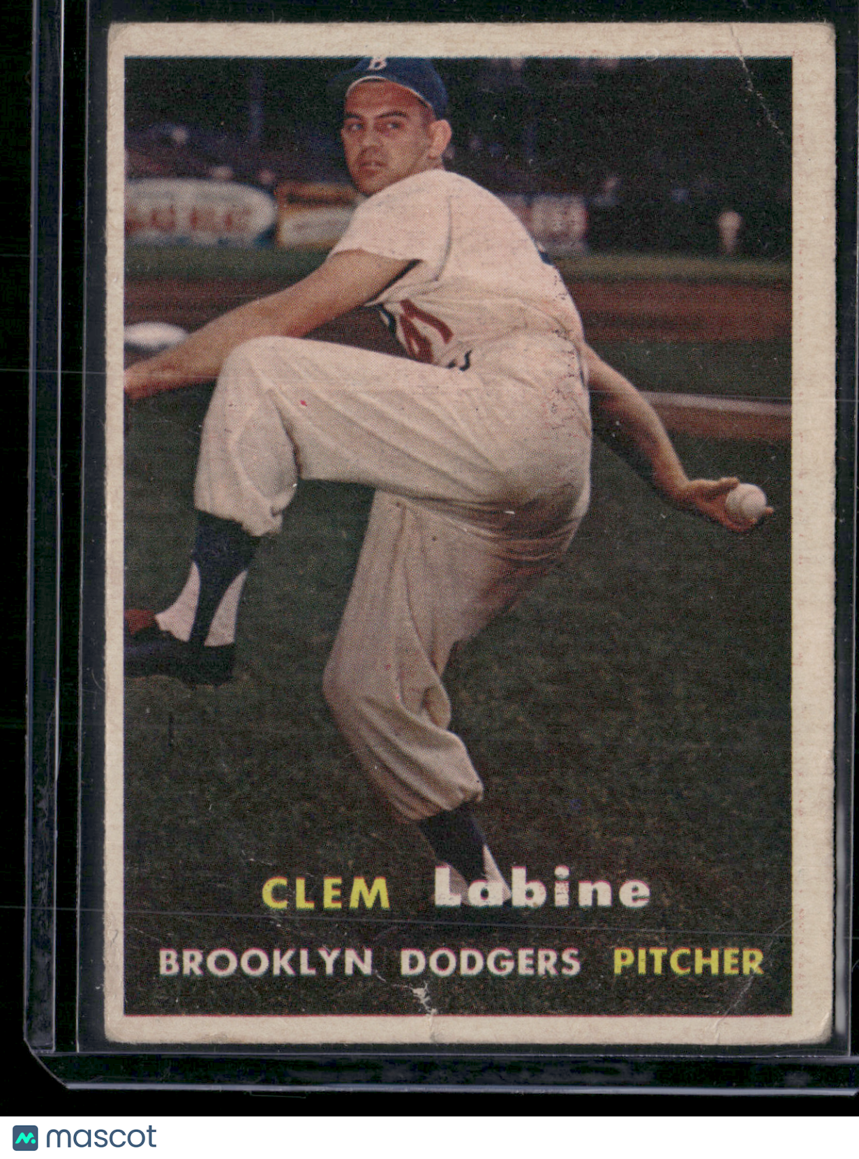1957 Topps CLEM LABINE #53 Creases and a Tear
