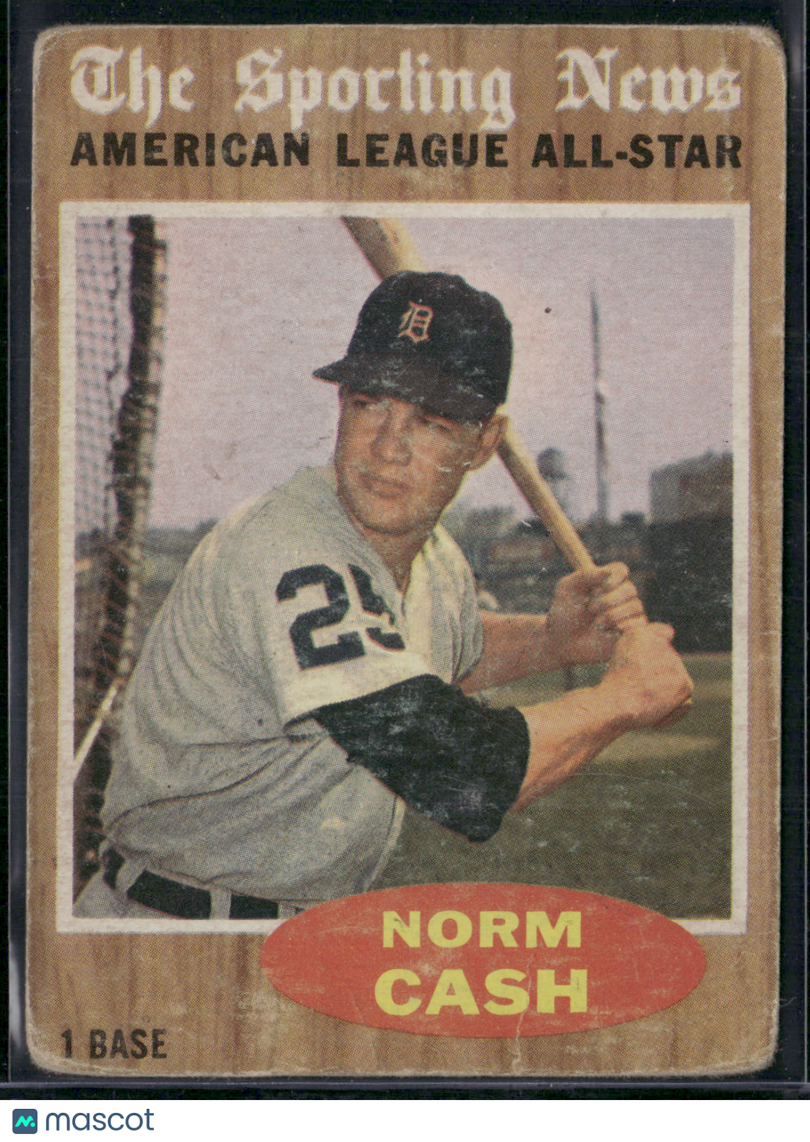 1962 Topps NORM CASH #466 All Star Toning Light Wrinkles (Good)