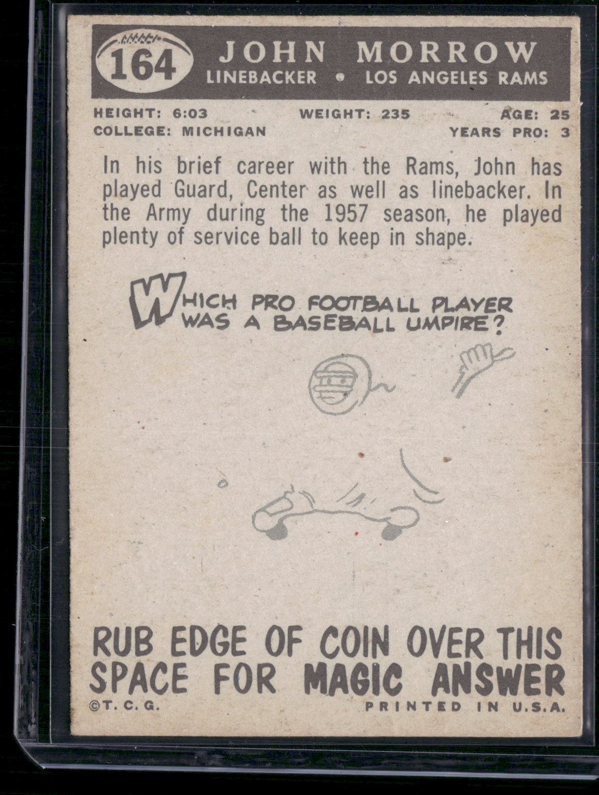1959 Topps JOHN MORROW #164 Wrinkle (VG-VG/EX)