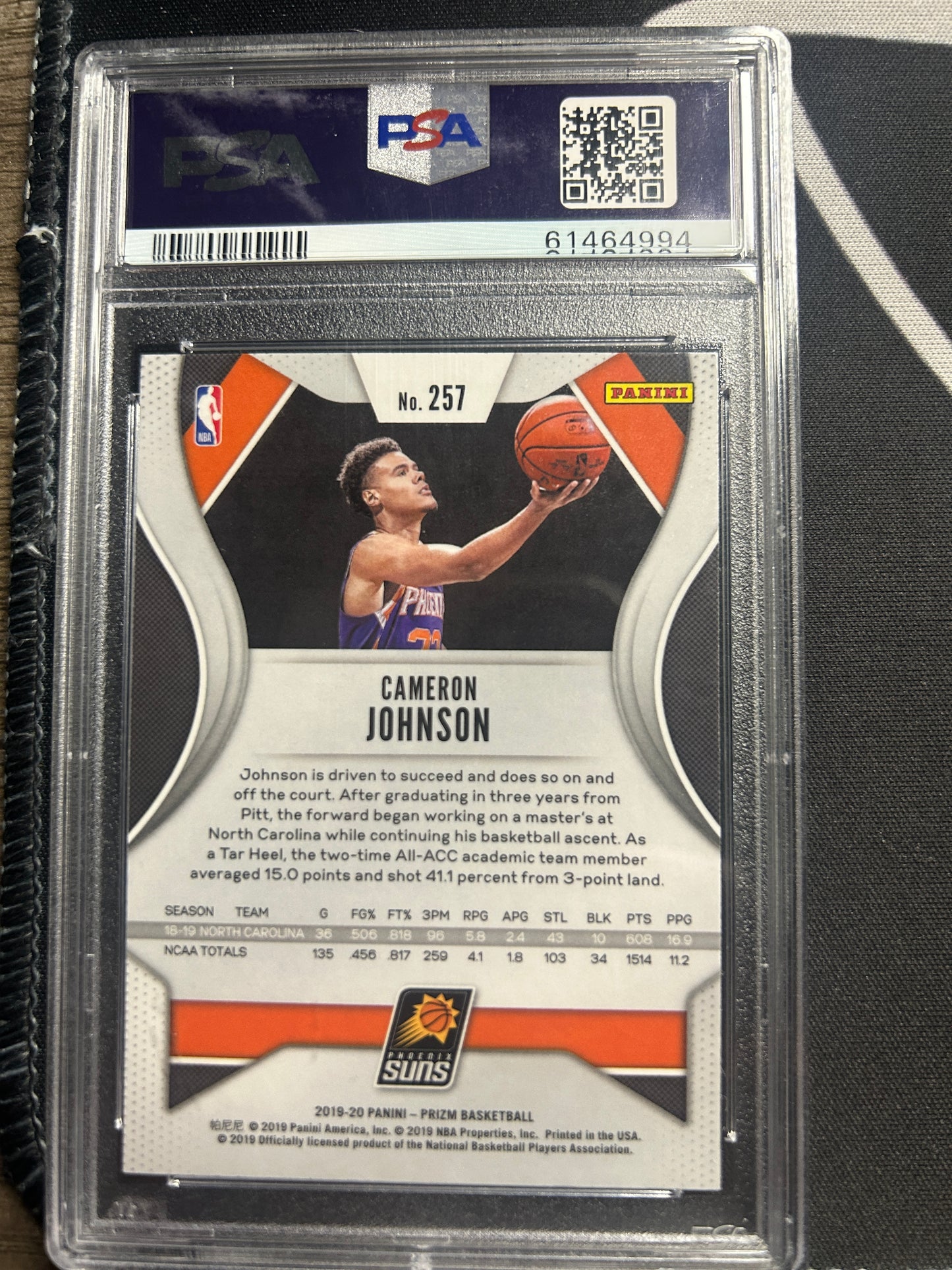 2019 Panini Prizm CAMERON JOHNSON #257 PSA 9 Rookie RC