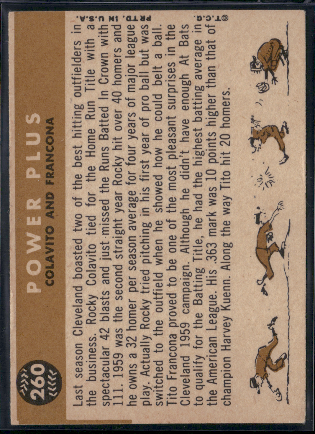 1960 Topps ROCKY COLAVITO/TITO FRANCONA #260 Power Plus