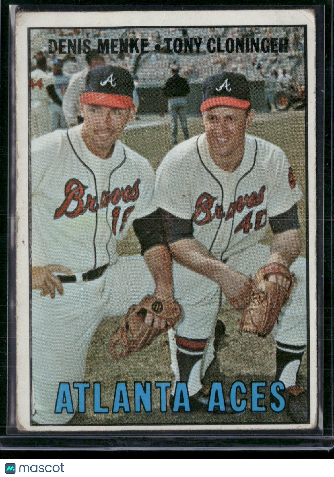 1967 Topps TONY CLONINGER/DENIS MENKE #396 Atlanta Aces Light Wrinkles (VG)