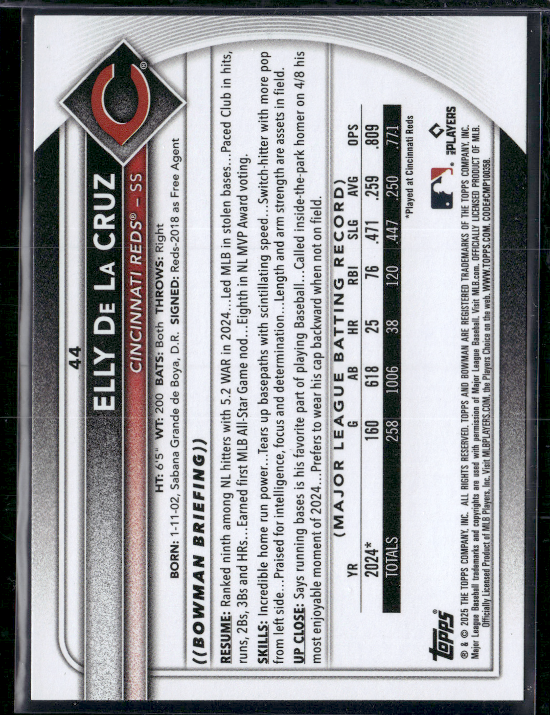 2025 Bowman ELLY DE LA CRUZ #44