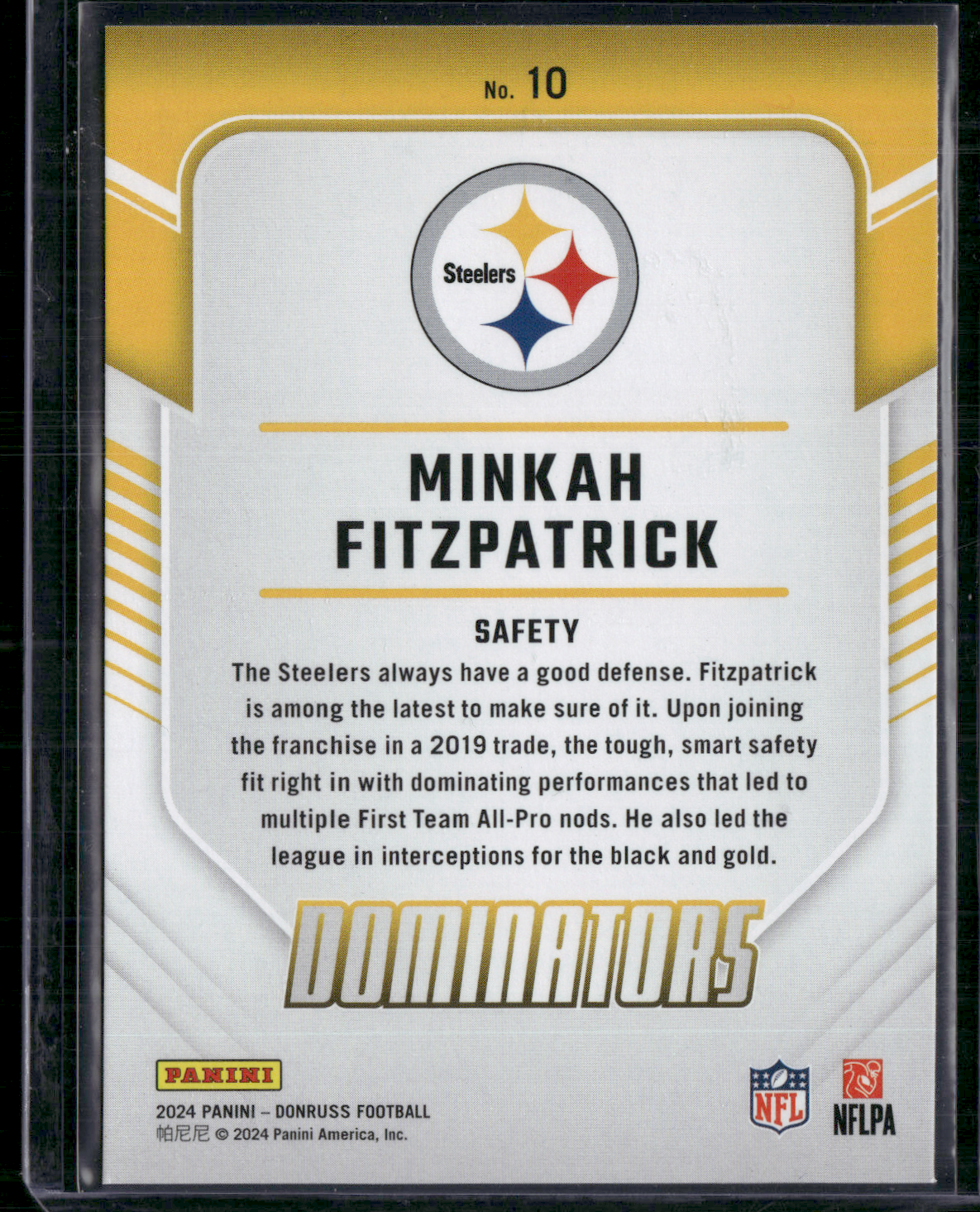 2024 Donruss Football MINKAH FITZPATRICK #10 Holofoil Dominators