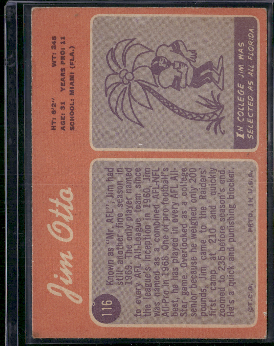 1970 Topps JIM OTTO #116 Light Scratches (VG)
