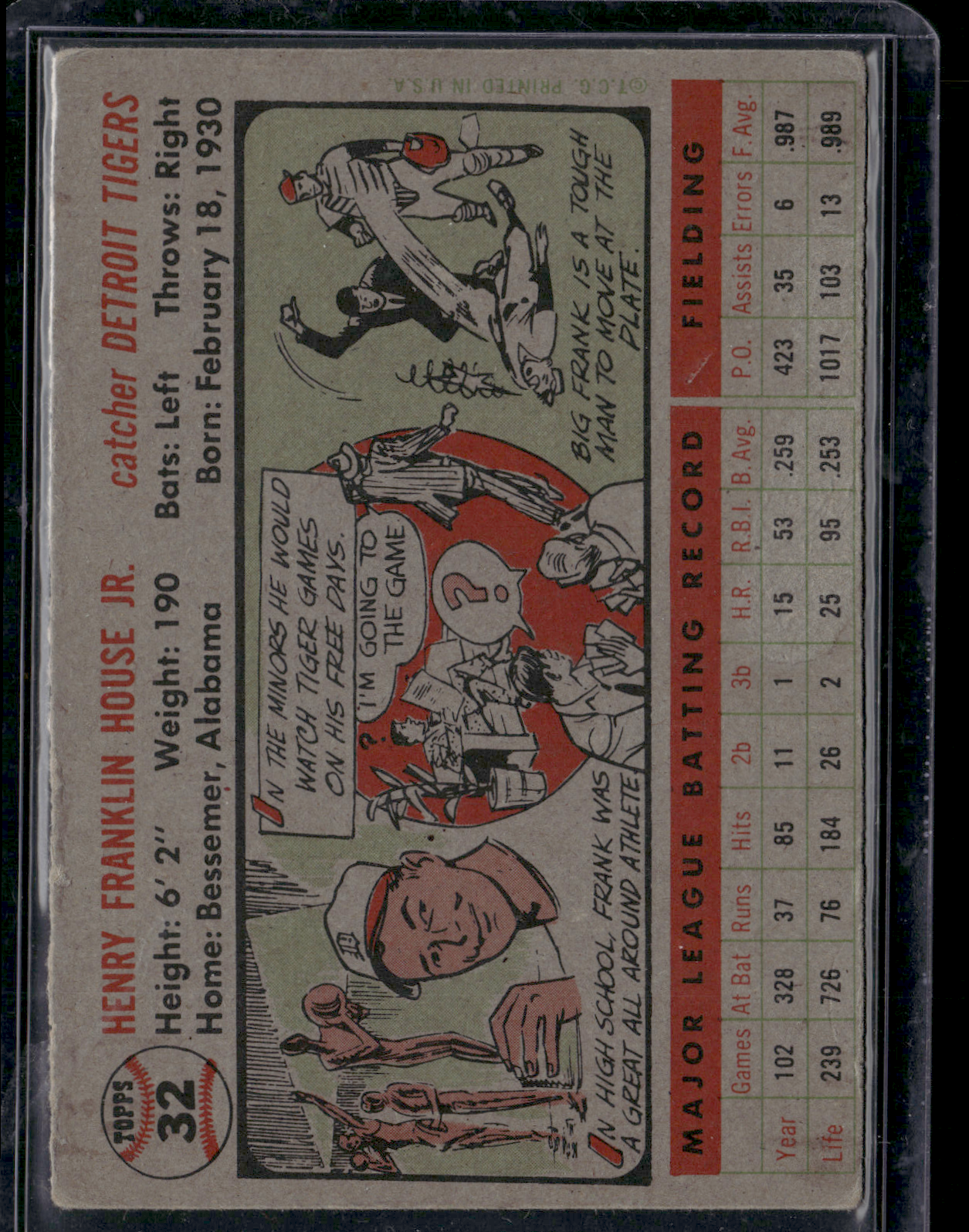 1956 Topps FRANK HOUSE #32 Light Wrinkle