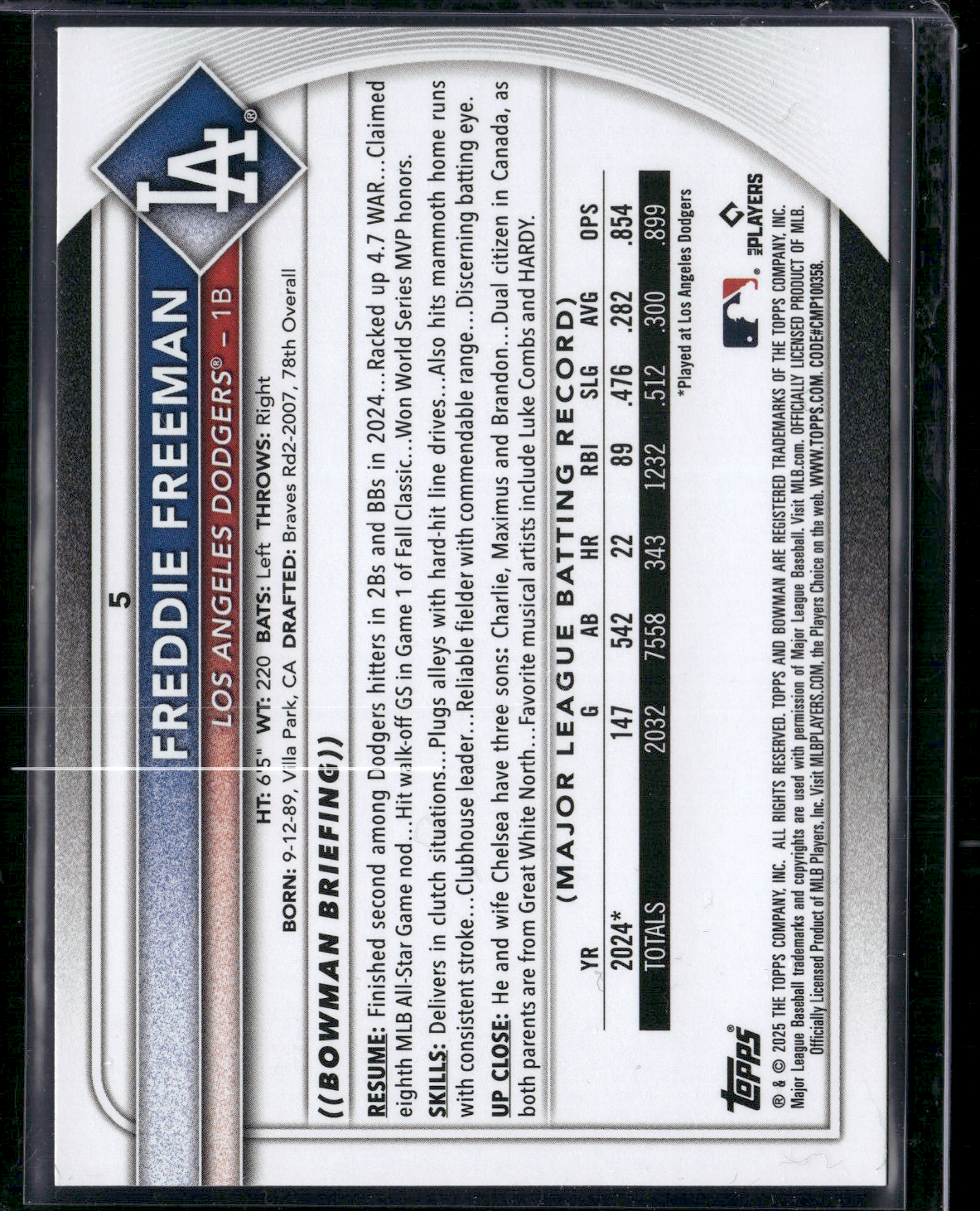 2025 Bowman FREDDIE FREEMAN #5