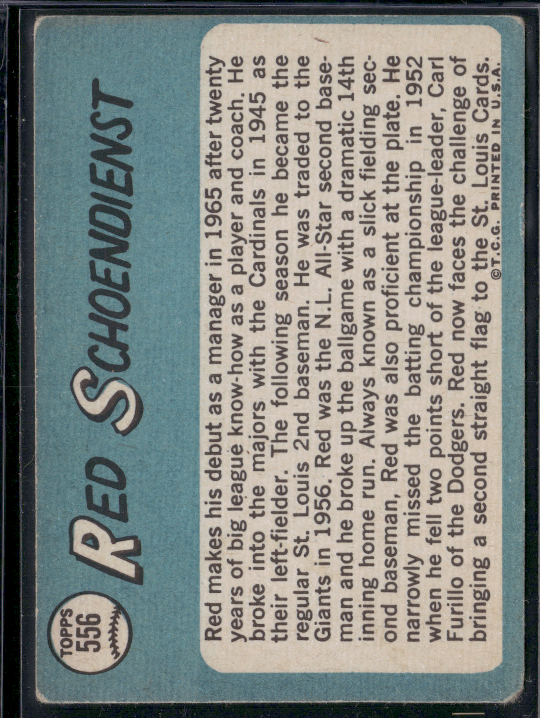 1965 Topps RED SCHOENDIENST #556