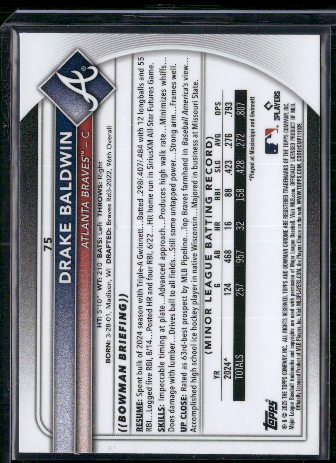 2025 Bowman Chrome DRAKE BALDWIN #75 Mega Rookie Card RC