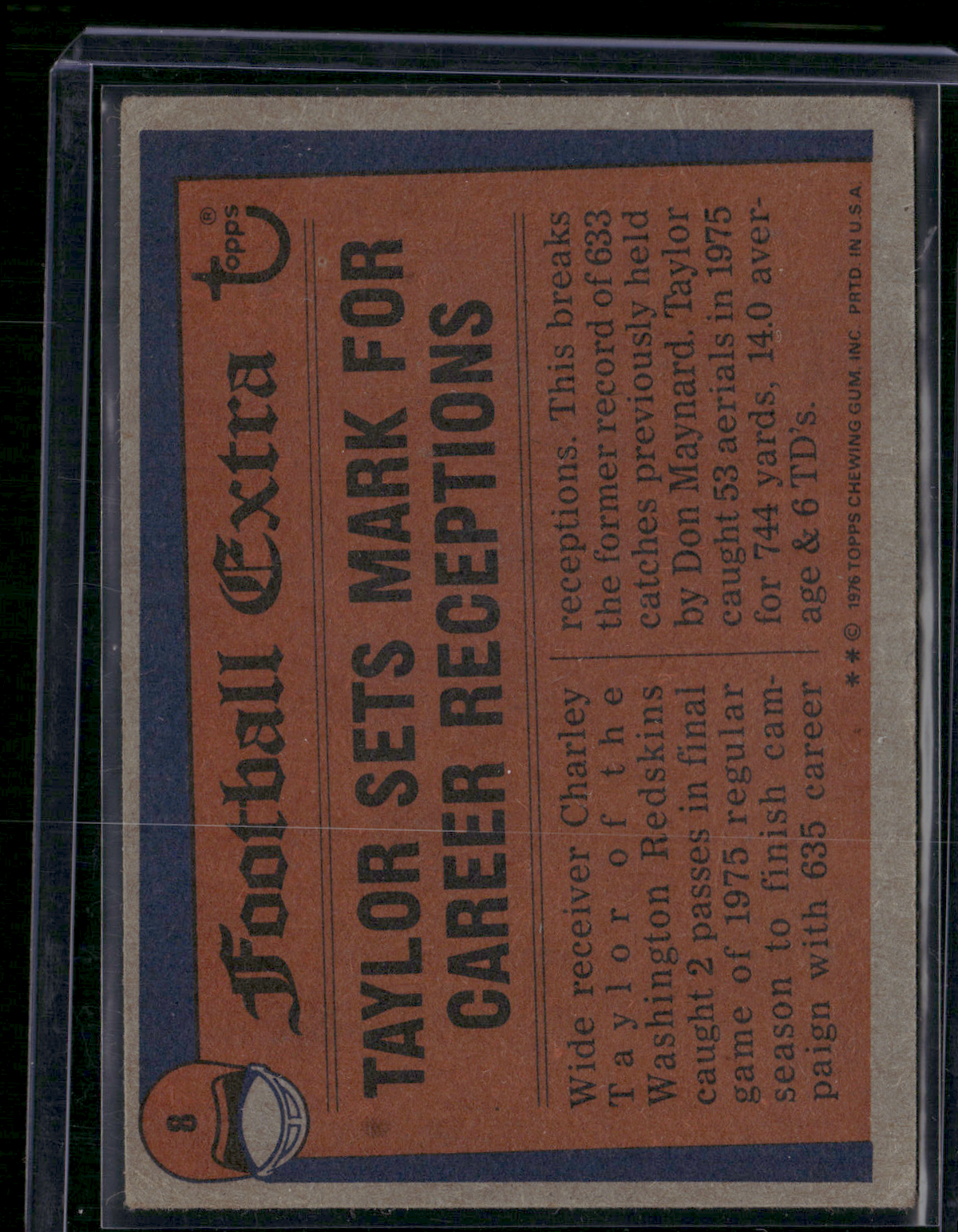 1976 Topps CHARLEY TAYLOR #8 1975 Record Breaker (VG)