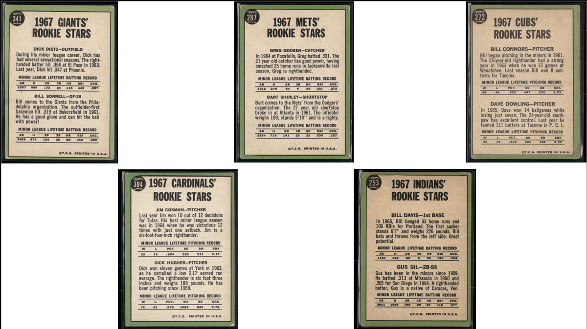 1967 Topps 5 CARDLOT - ROOKIE STARS (Good-VG)