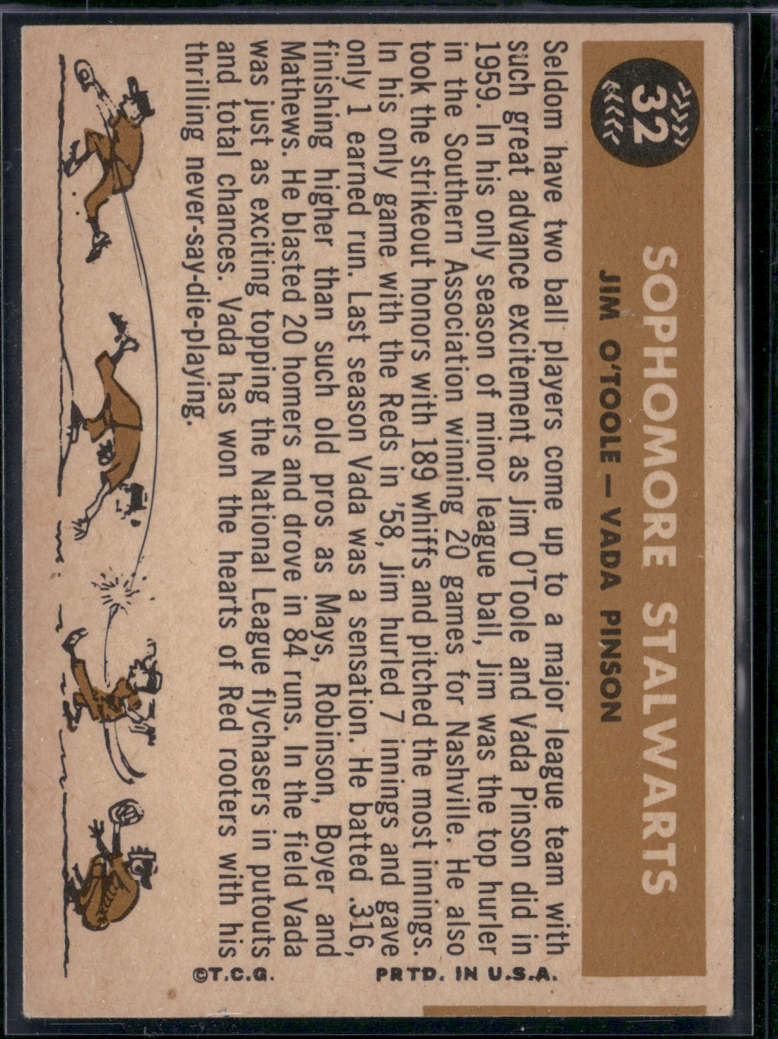 1960 Topps JIM O'TOOLE/VADA PINSON #32 Sophomore Stalwarts