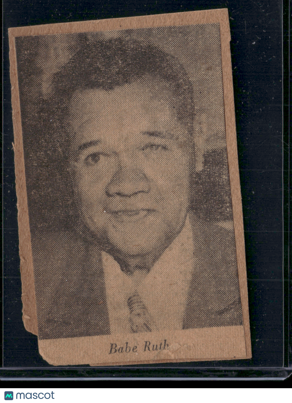 Newspaper Clipping BABE RUTH Mounted on Cardboard (Poor)