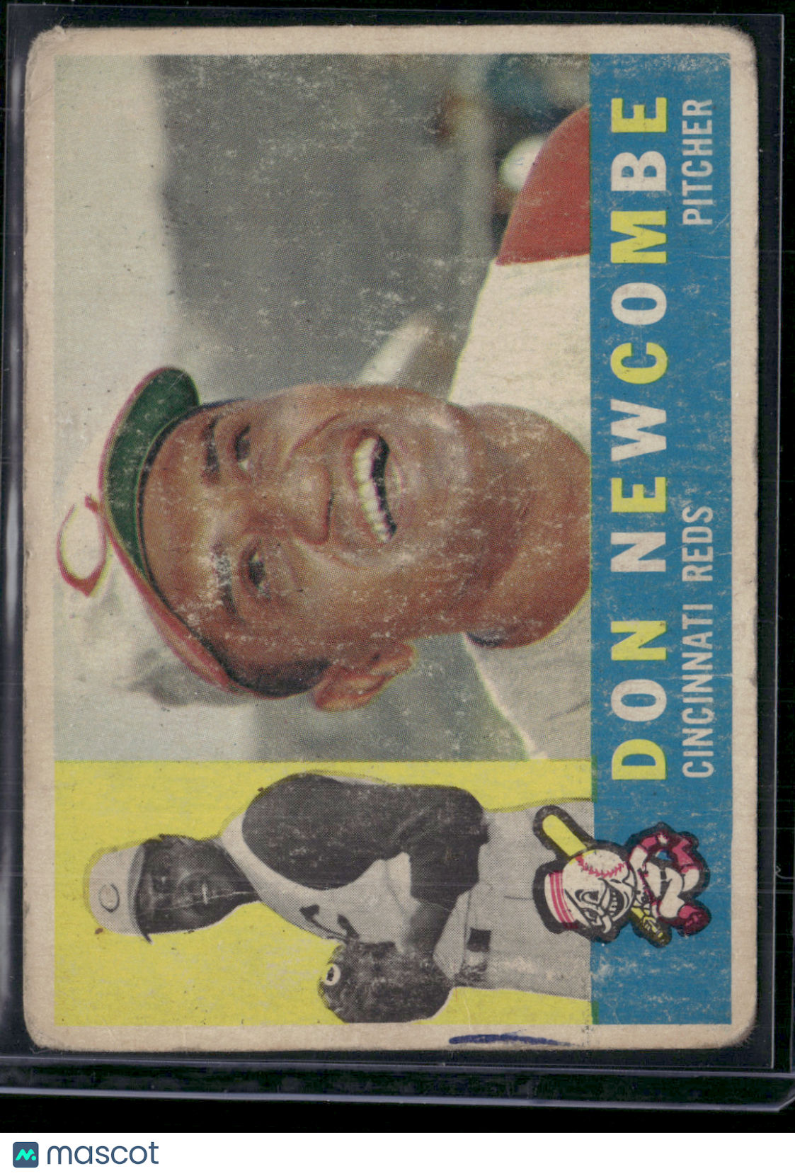 1960 Topps DON NEWCOMBE #345 Toning Light Wrinkles (Good)