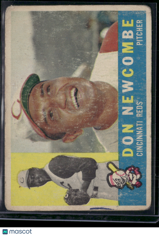 1960 Topps DON NEWCOMBE #345 Toning Light Wrinkles (Good)