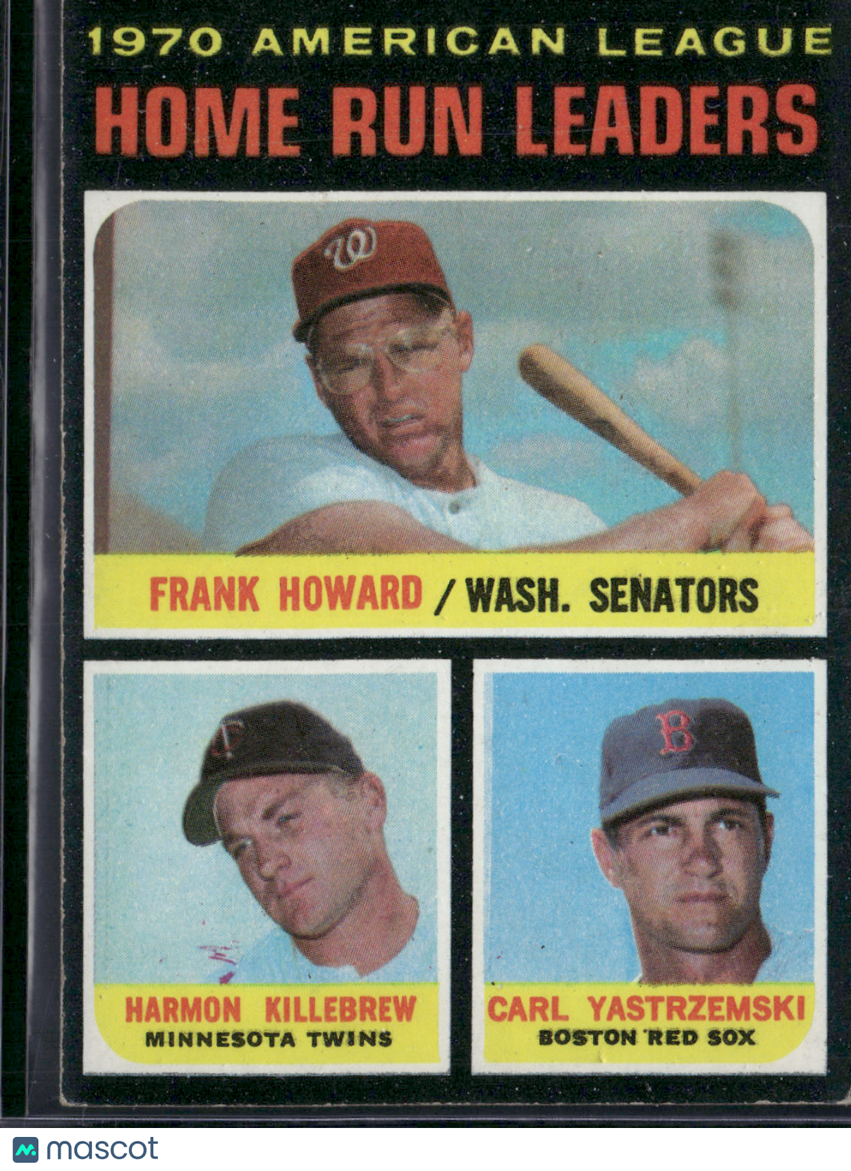 1971 Topps CARL YASTRZEMSKI/KILLEBREW/HOWARD #65 1970 AL HR Leaders (Good)