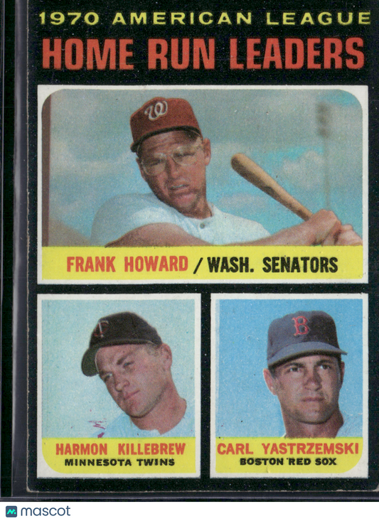 1971 Topps CARL YASTRZEMSKI/KILLEBREW/HOWARD #65 1970 AL HR Leaders (Good)