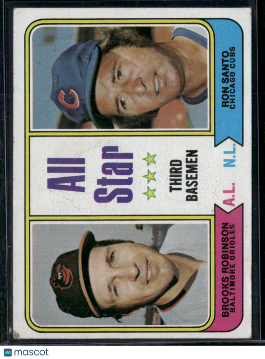 1974 Topps ROBINSON/SANTO #334 All Star Third Basemen (Good-Slightly warped)