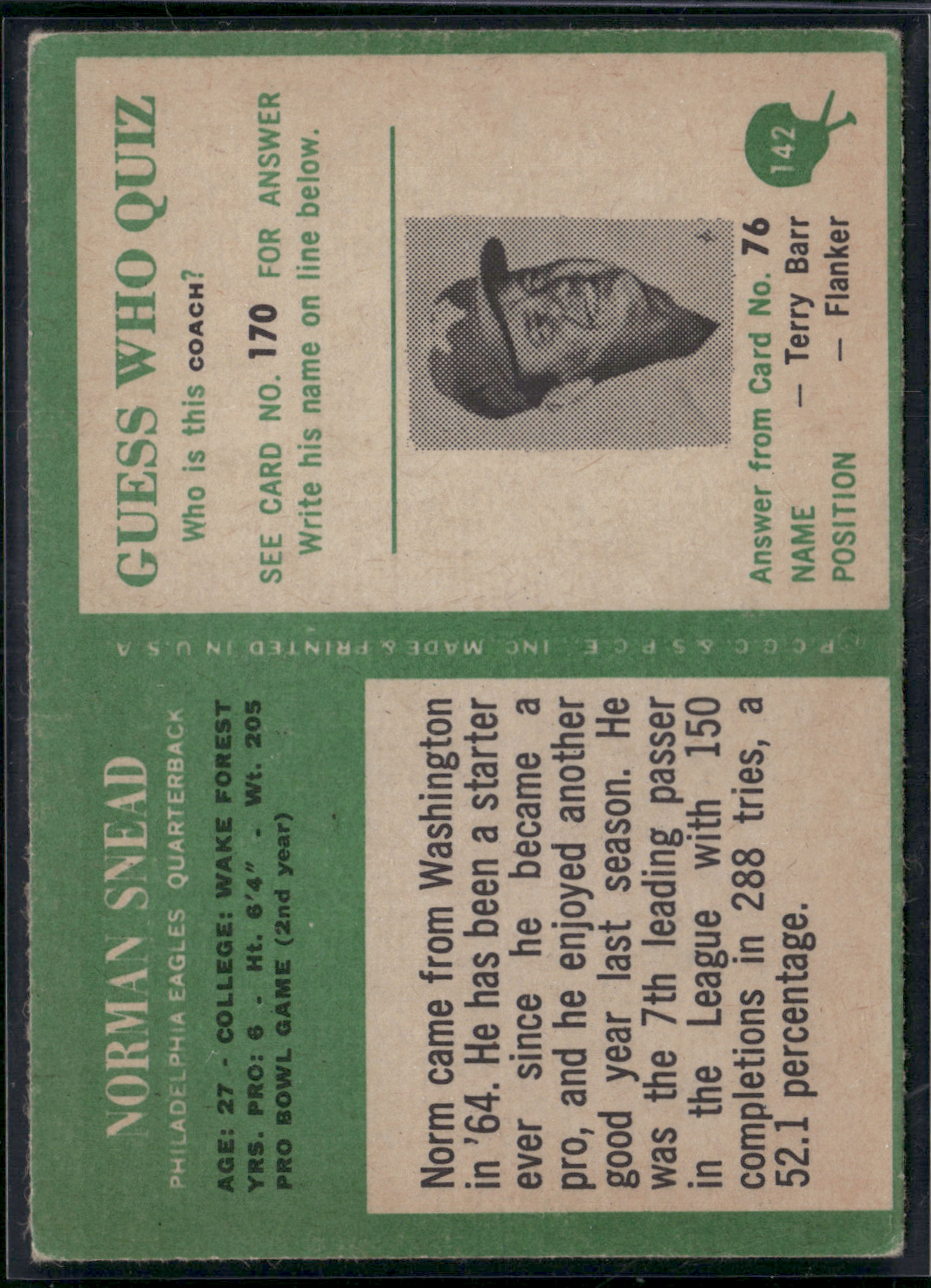 1966 Philadelphia NORMAN SNEAD #142 (VG/EX-EX)