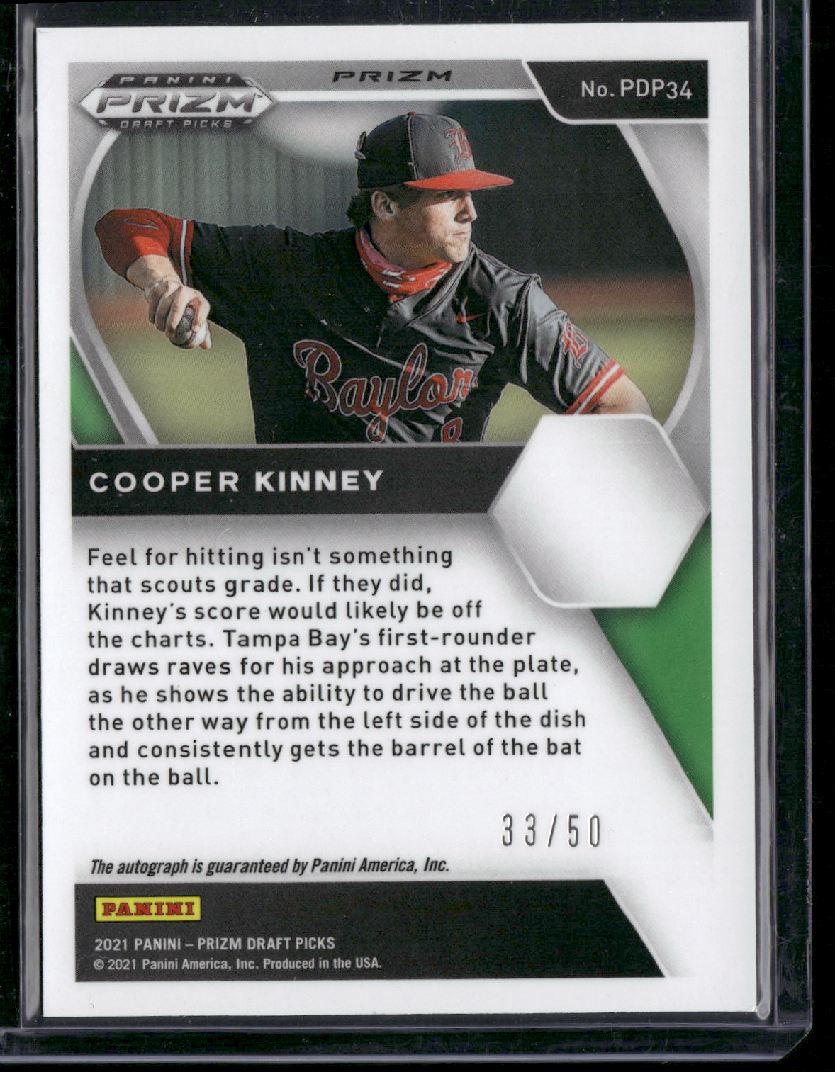 2021 Prizm Draft Picks COOPER KINNEY #PDP-34 True Red Holofoil Auto 33/50 (NM)
