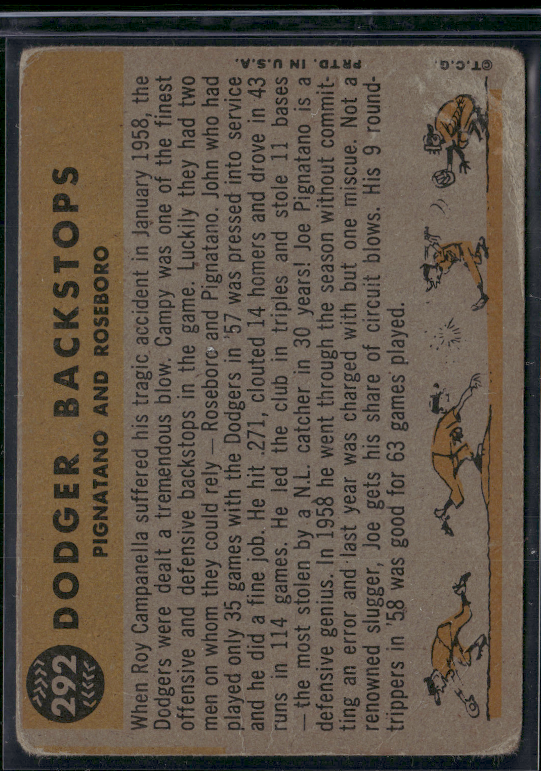 1960 Topps JOHN ROSEBORO/JOE PIGNATANO #292 Dodger Backstops (Good)