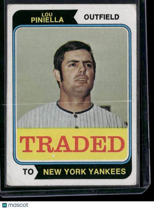 1974 Traded LOU PINELLA #390T Light Wrinkle (VG)