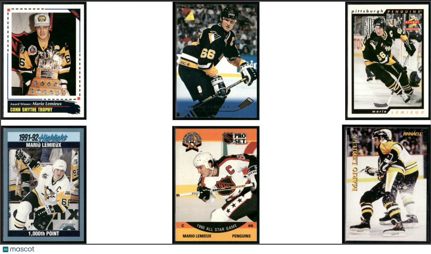 1990 MARIO LEMIEUX 6 - CARDLOT Mario Lemieux 90 Pro Set 96 Score(EX-EX/MT)