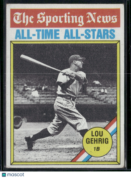 1976 Topps LOU GEHRIG #341 All Time All Stars Wrinkle on back (VG/EX)