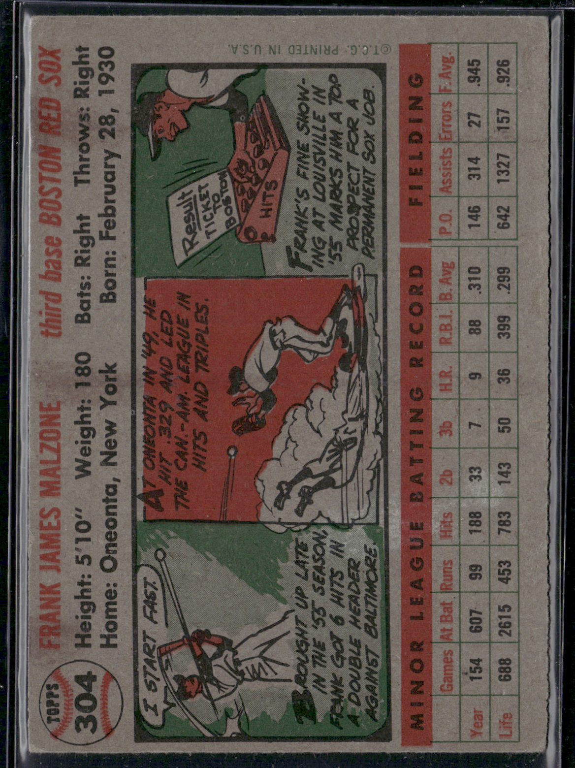 1956 Topps FRANK MALZONE #304