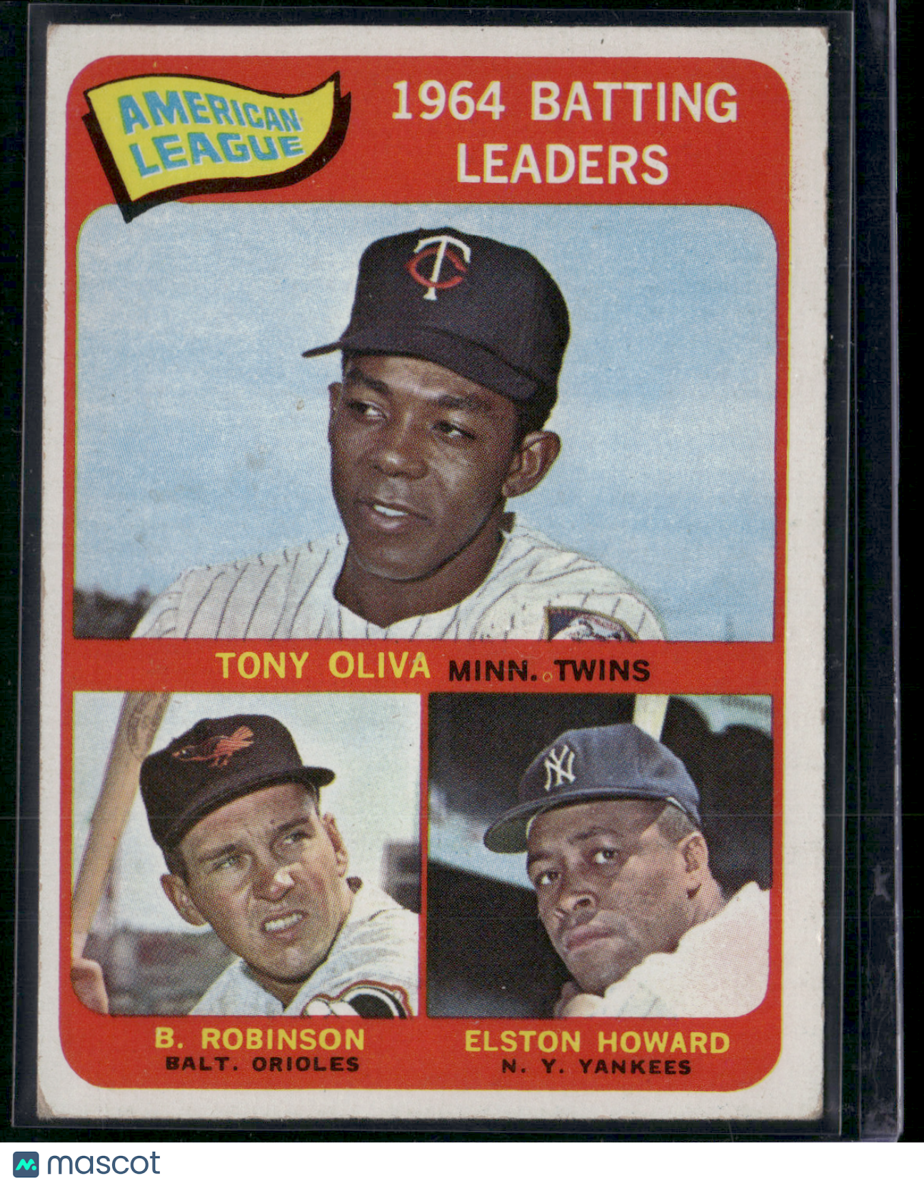 1965 Topps TONY OLIVA/BROOKS ROBINSON/HOWARD #1 1964 AL Batting Leaders (VG)