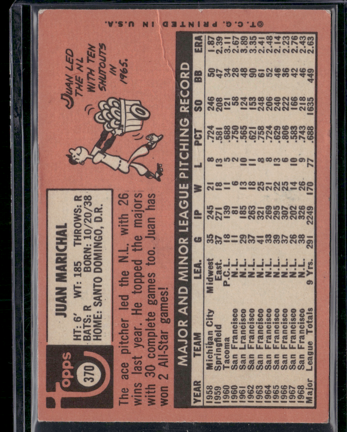 1969 Topps JUAN MARICHAL #370