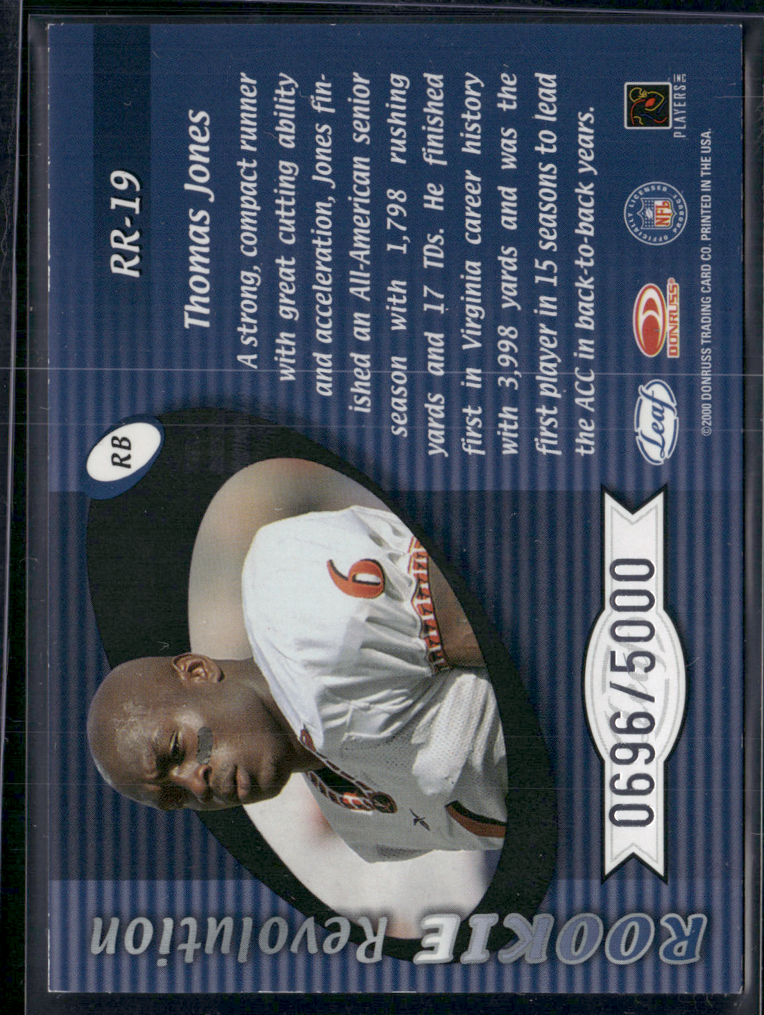 2000 Quantum THOMAS JONES #RR-19 Rookie Revolution 696/5000 (NM)