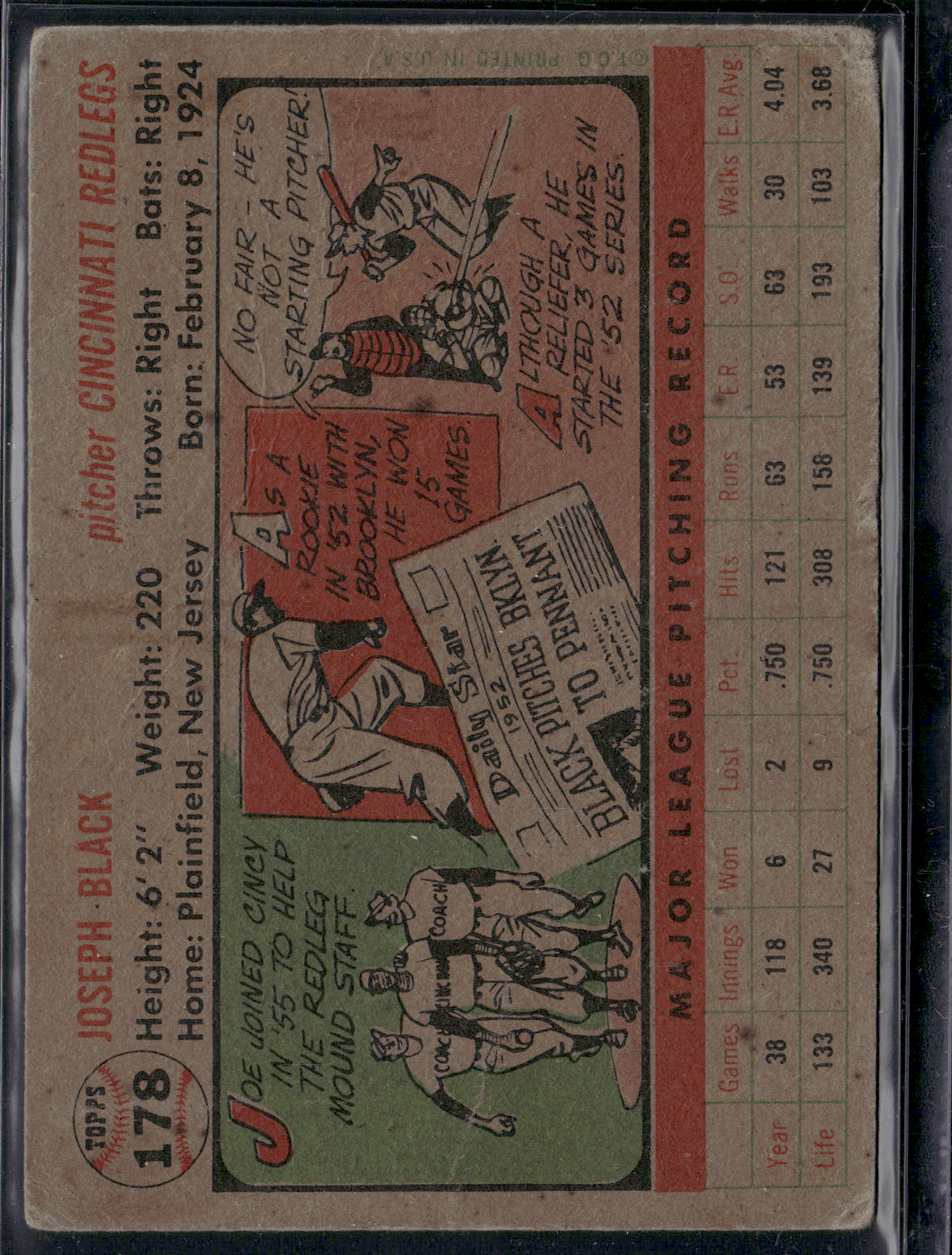 1956 Topps JOE BLACK #178