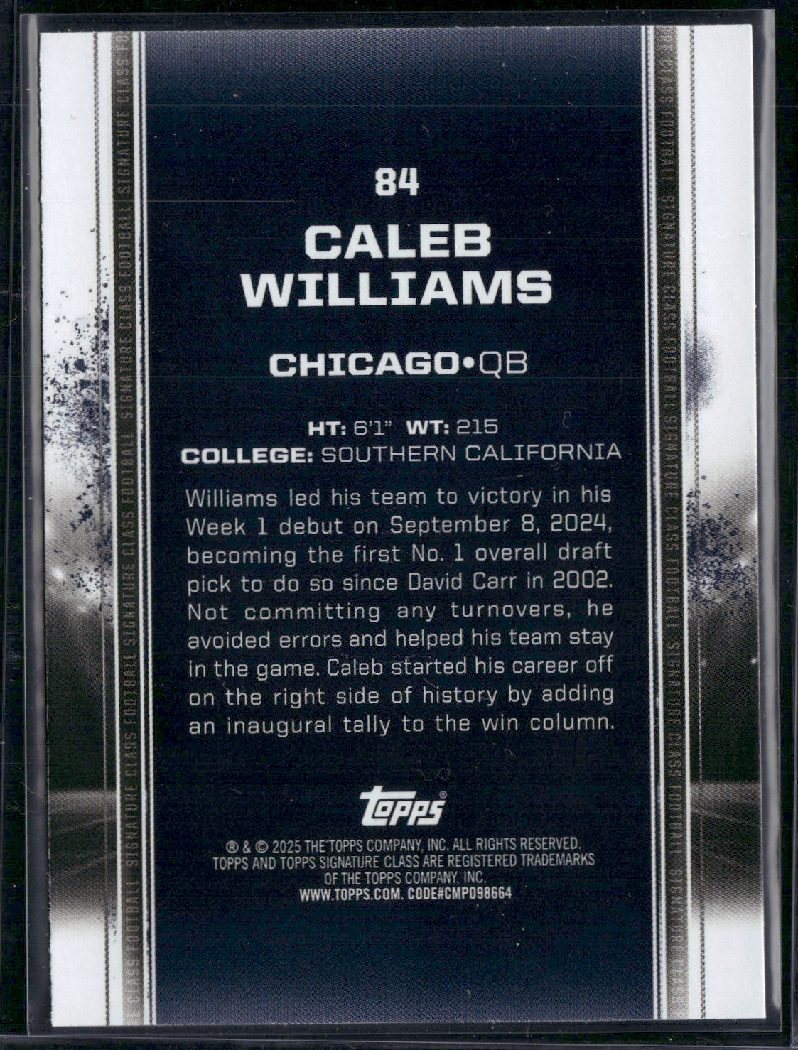 2024 Topps Signature Class CALEB WILLIAMS #84 Rookie Card RC