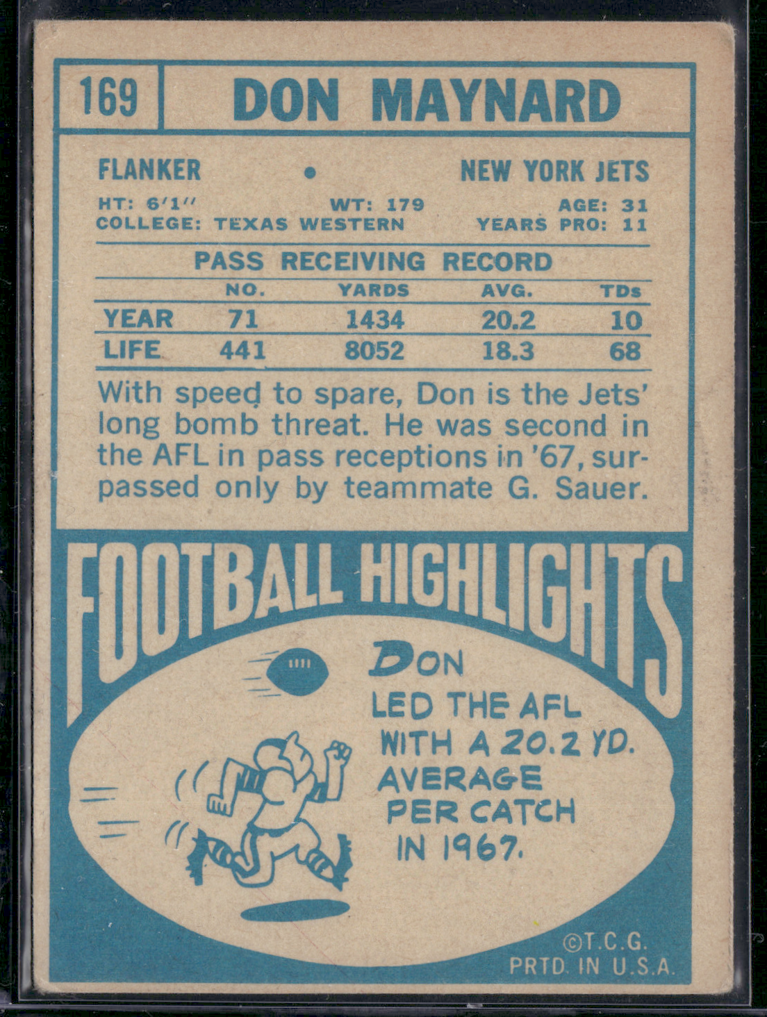 1968 Topps DON MAYNARD #169