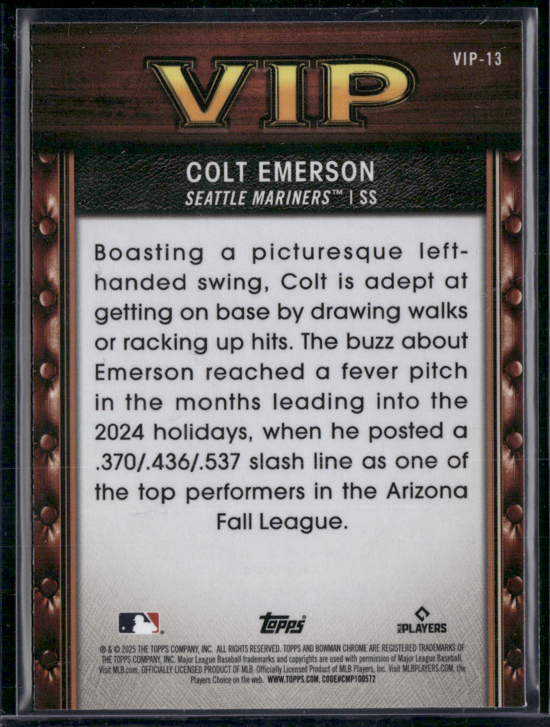 2025 Bowman COLT EMERSON #VIP-13 Very Important Prospect
