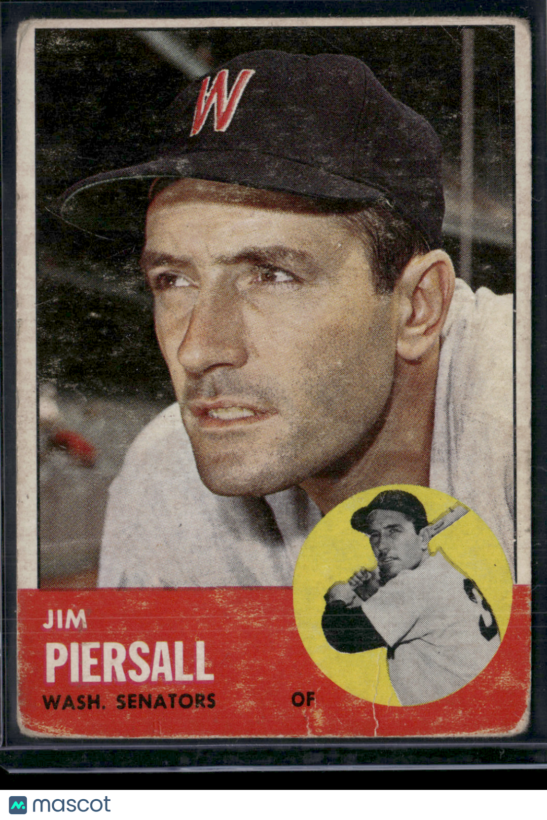 1963 Topps JIM PIERSALL #443 Toning Light Wrinkles (Good)