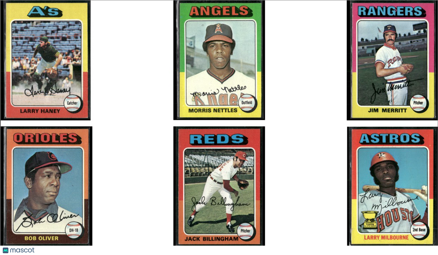 1975 Topps 6 ~ CARDLOT Larry Haney/Larry Milbourn (EX)
