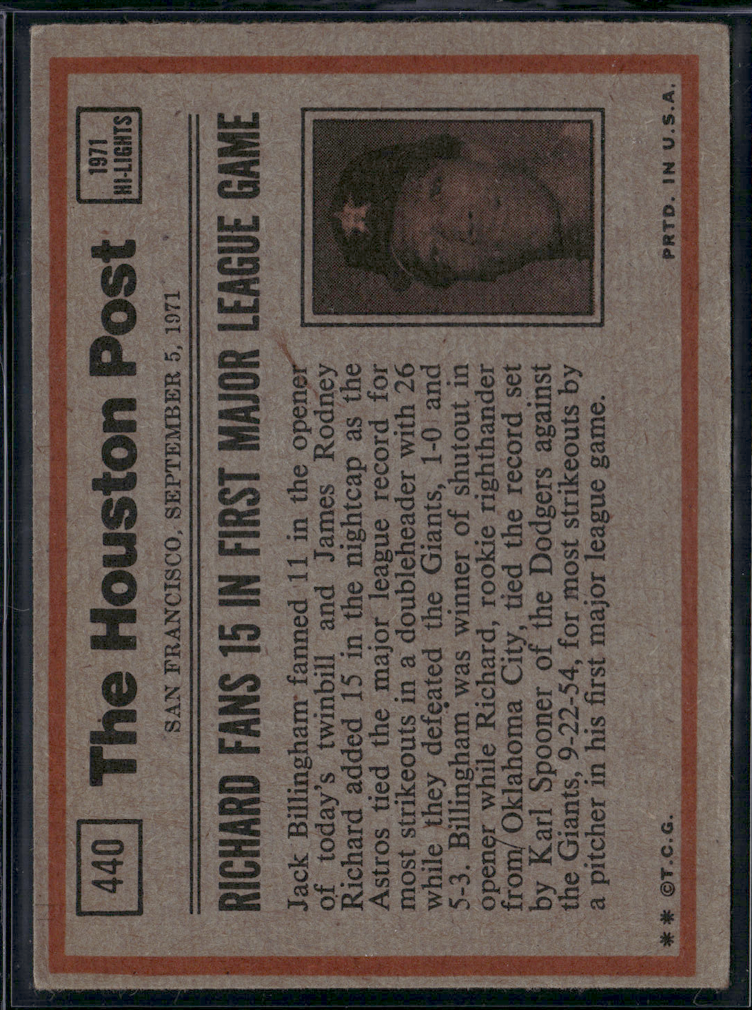1972 Topps BILLY WILLIAMS #440 IN ACTION