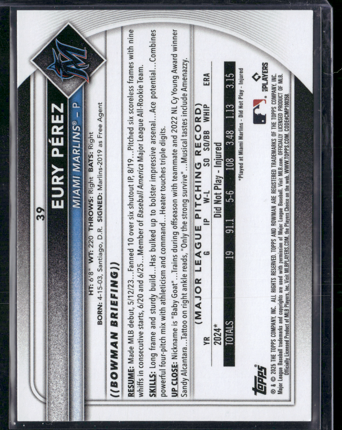 2025 Bowman EURY PEREZ #39