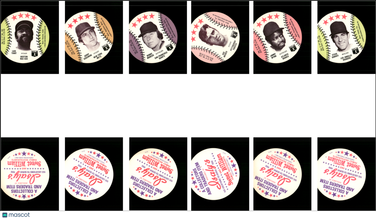 1976 Dics 6 ~ DISC LOT Luis Tiant/Steve Garvey (VG-EX)