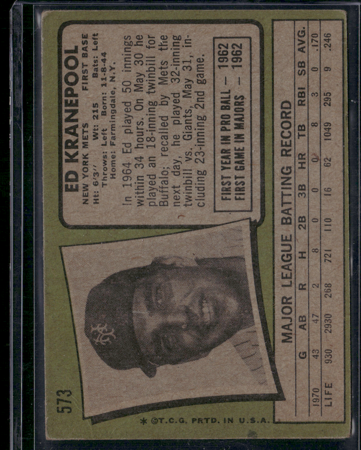 1971 Topps ED KRANEPOOL #573