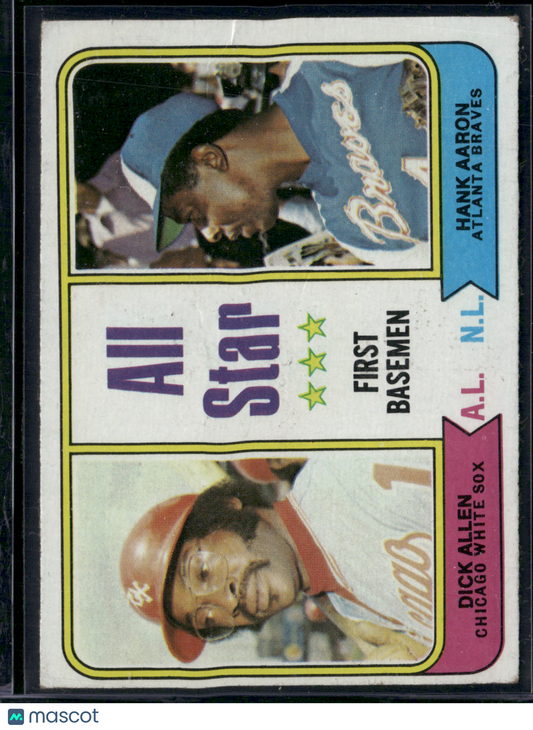 1974 Topps DICK ALLEN/HANK AARON #332 All Star First Basemen Surface Dent (Good)