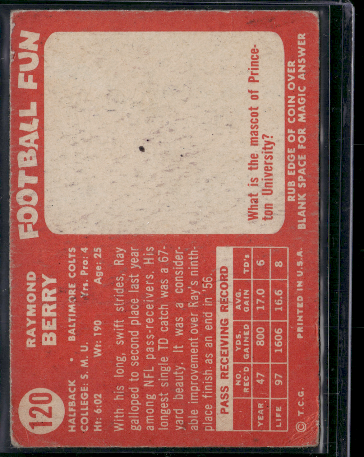 1958 Topps RAYMOND BERRY #120 (VG)